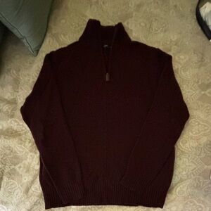 J. Crew   100% Lambs Wool   Zippered Pullover Burgundy Sweater Men’s size M